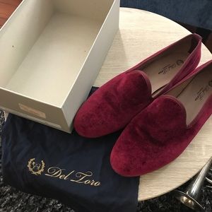 Men’s Size 12 Del Toro Prince Velvet Slipper Red
